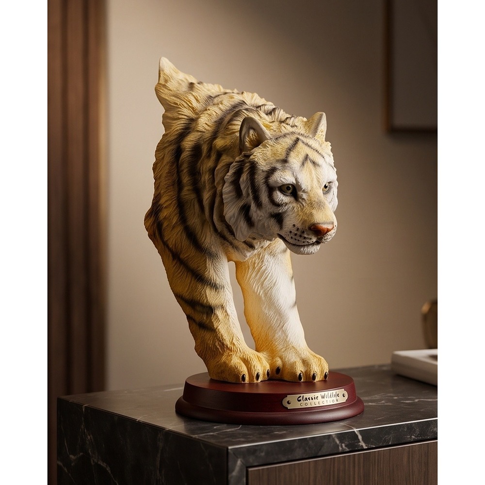 Vintage 90s Classic Wildlife Collection White Bengal Tiger Bust Figurine 8.5"